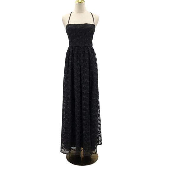LULU'S M Pursuing Elegance Black Floral Embroidered Lace-Up Maxi Dress NEW b130 - Picture 2 of 9